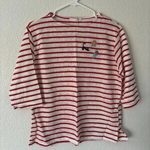 NEW WITH TAGS Size S South Korean Namugrim Striped Red Shirt